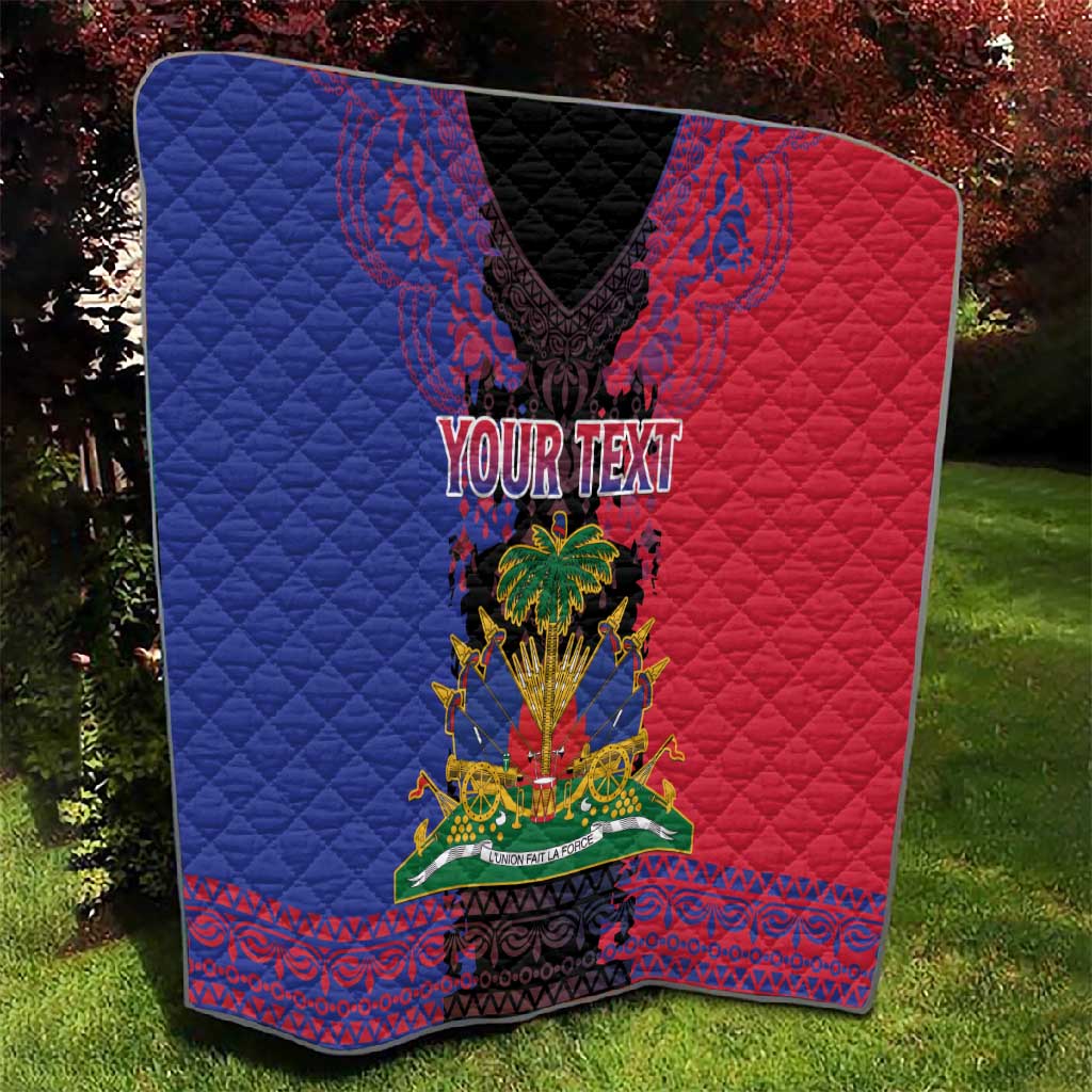 Personalised Haitian Heritage Month Quilt Coat Of Arms With Dashiki Pattern