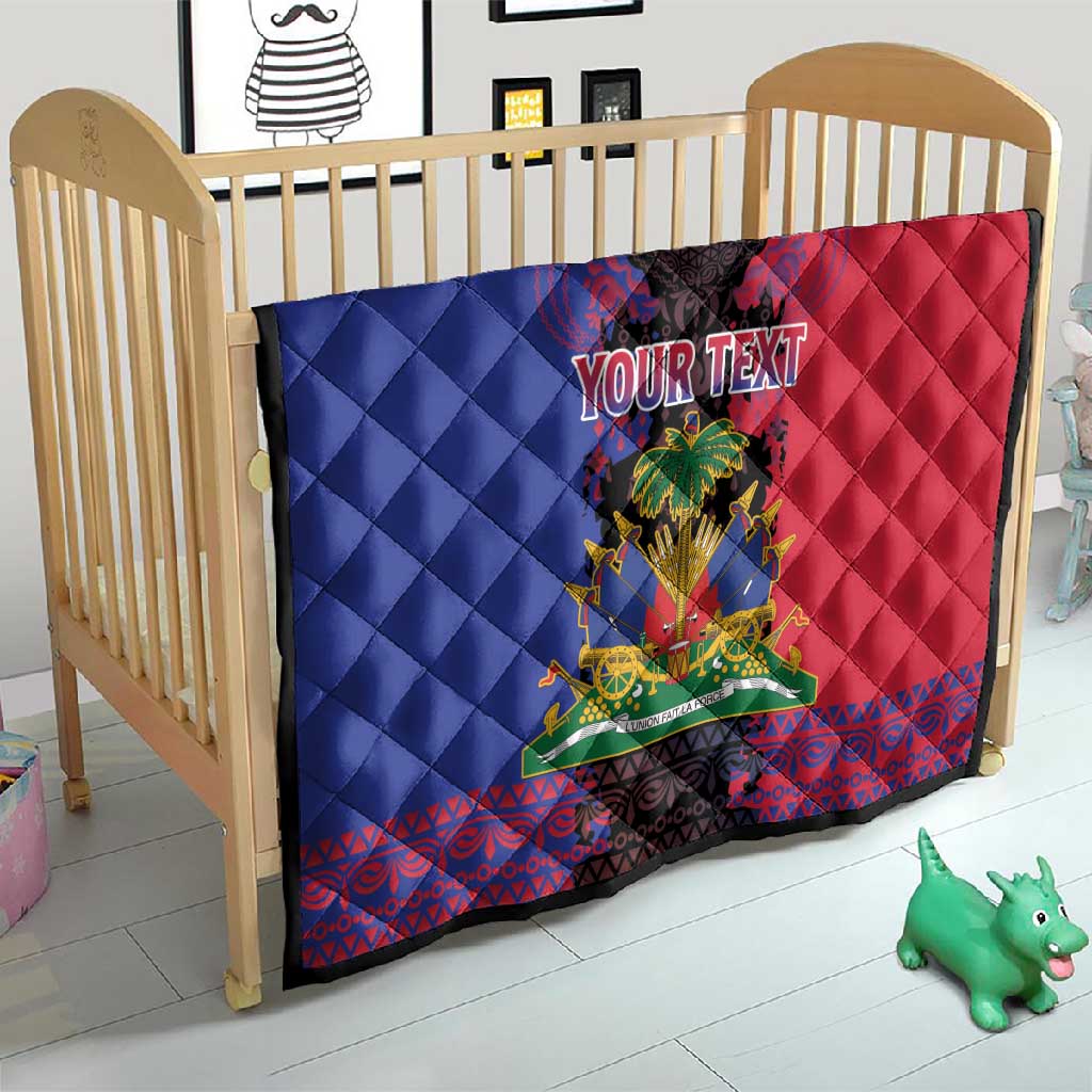 Personalised Haitian Heritage Month Quilt Coat Of Arms With Dashiki Pattern
