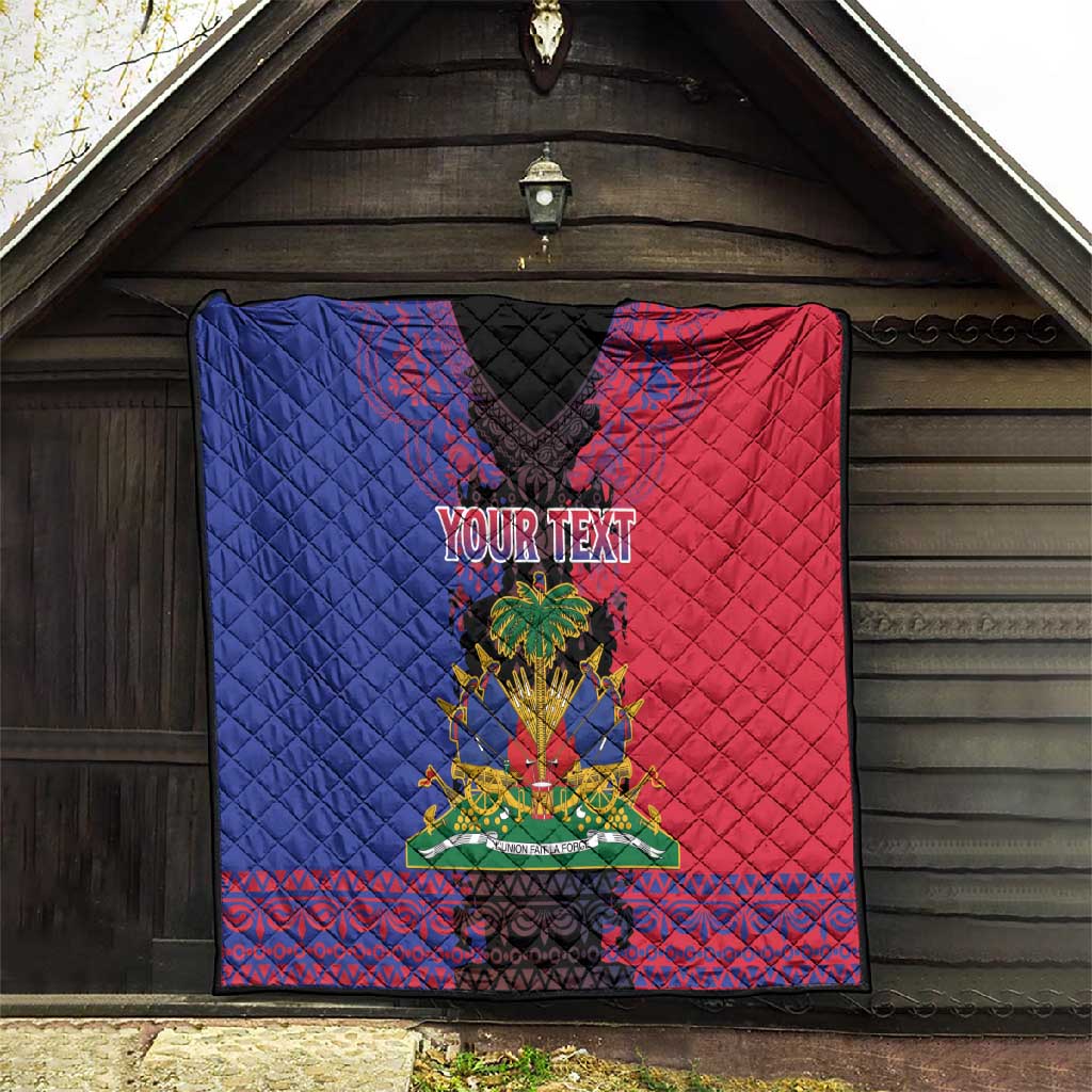 Personalised Haitian Heritage Month Quilt Coat Of Arms With Dashiki Pattern