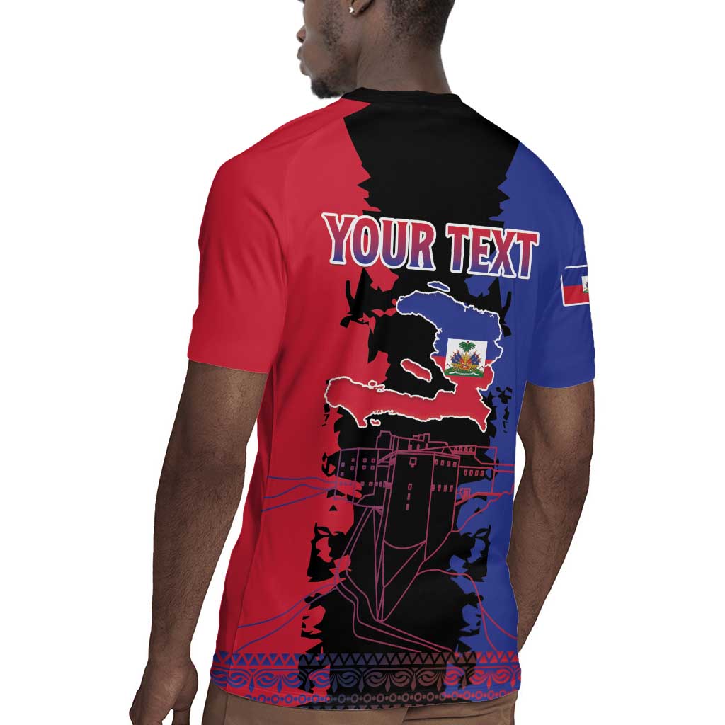Personalised Haitian Heritage Month Rugby Jersey Coat Of Arms With Dashiki Pattern