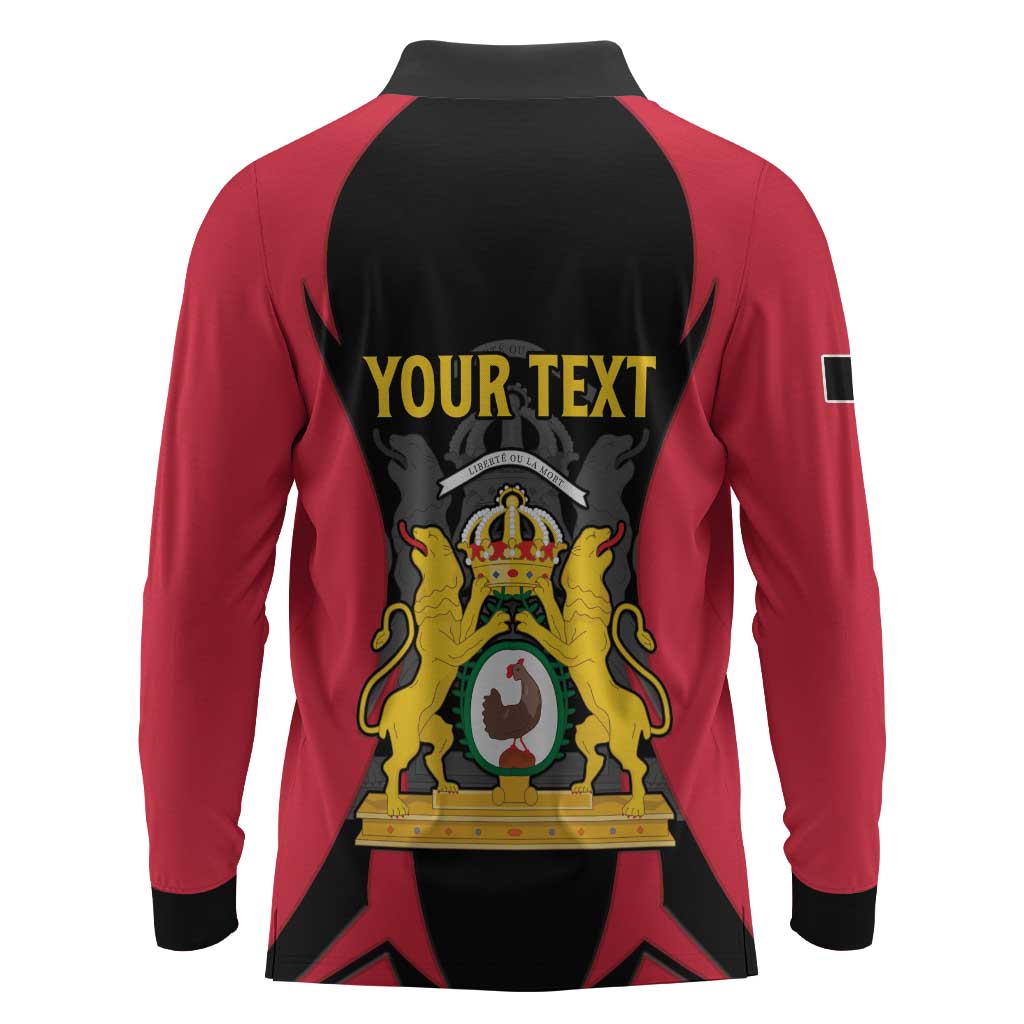 Personalised First Empire Of Haiti Long Sleeve Polo Shirt Coat Of Arms Sporty Style
