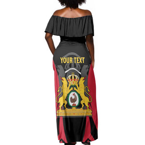 Personalised First Empire Of Haiti Off Shoulder Maxi Dress Coat Of Arms Sporty Style