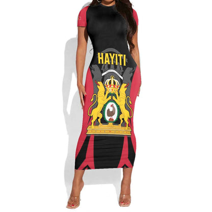 Personalised First Empire Of Haiti Short Sleeve Bodycon Dress Coat Of Arms Sporty Style LT15
