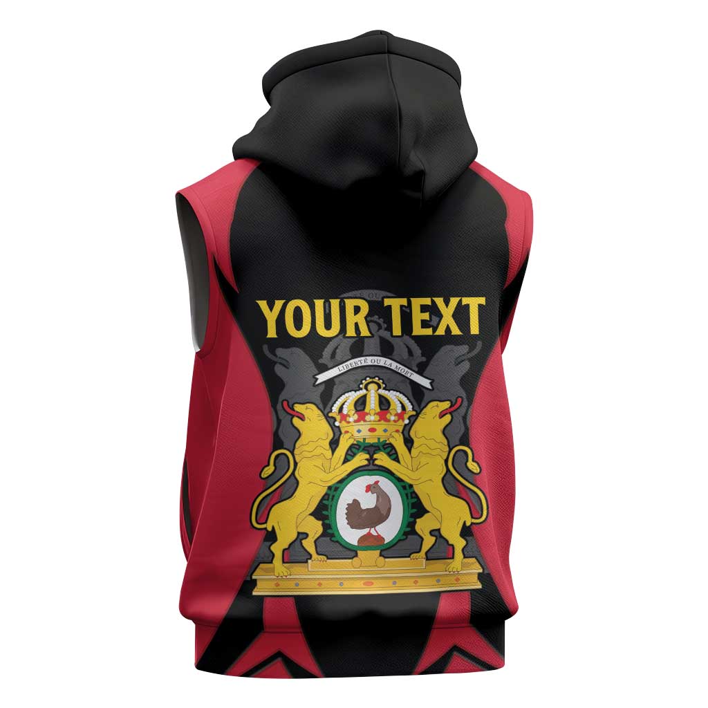 Personalised First Empire Of Haiti Sleeveless Hoodie Coat Of Arms Sporty Style - African Pride