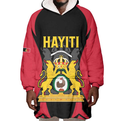 Personalised First Empire Of Haiti Wearable Blanket Hoodie Coat Of Arms Sporty Style