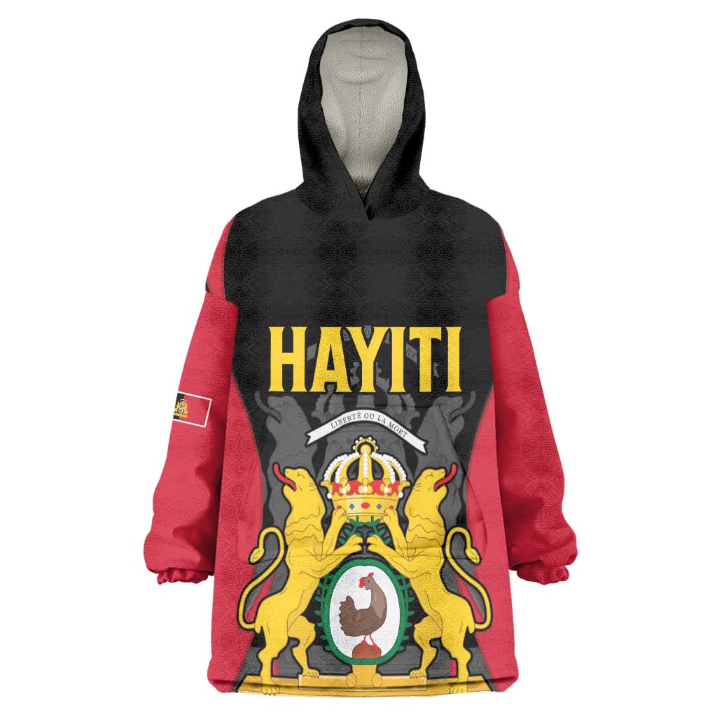 Personalised First Empire Of Haiti Wearable Blanket Hoodie Coat Of Arms Sporty Style