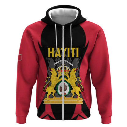 Personalised First Empire Of Haiti Zip Hoodie Coat Of Arms Sporty Style