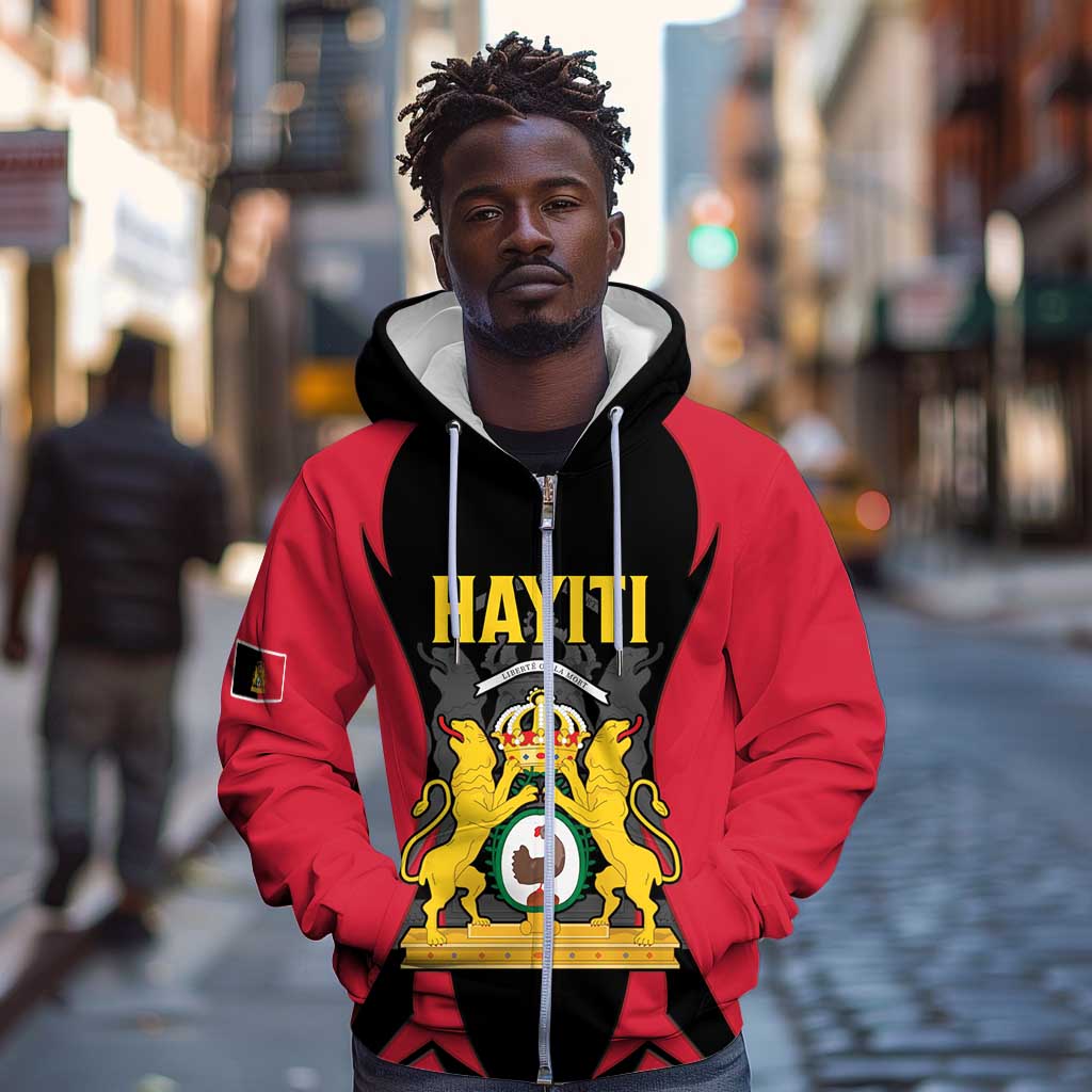 Personalised First Empire Of Haiti Zip Hoodie Coat Of Arms Sporty Style