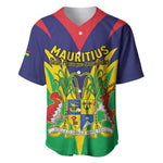 Personalised Republique de Maurice Baseball Jersey Coat Of Arms Flag Style