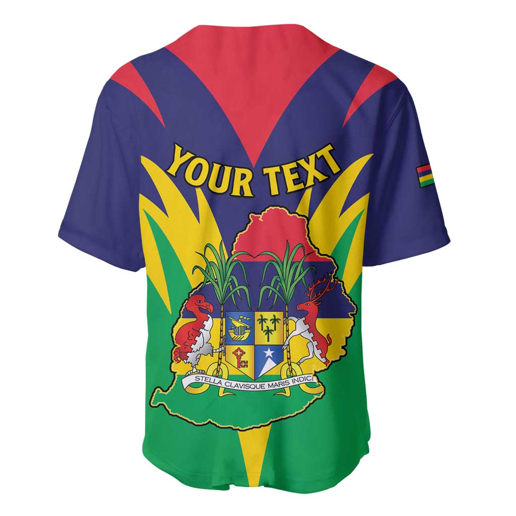 Personalised Republique de Maurice Baseball Jersey Coat Of Arms Flag Style