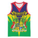 Personalised Republique de Maurice Basketball Jersey Coat Of Arms Flag Style LT15