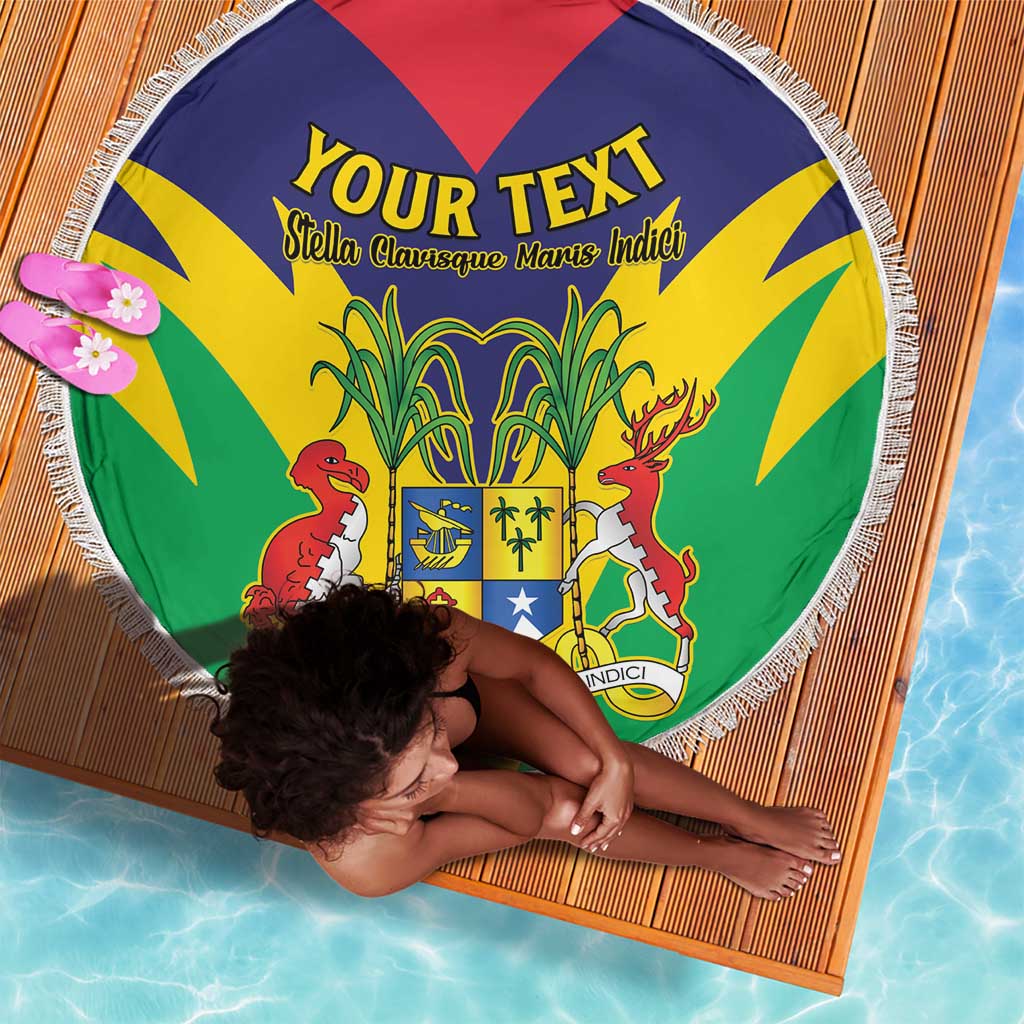 Personalised Republique de Maurice Beach Blanket Coat Of Arms Flag Style