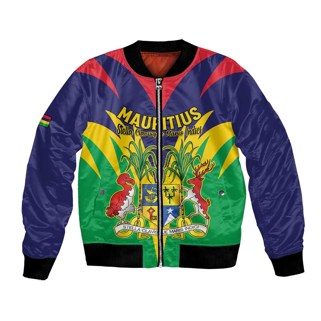 Personalised Republique de Maurice Bomber Jacket Coat Of Arms Flag Style
