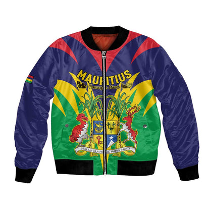 Personalised Republique de Maurice Bomber Jacket Coat Of Arms Flag Style