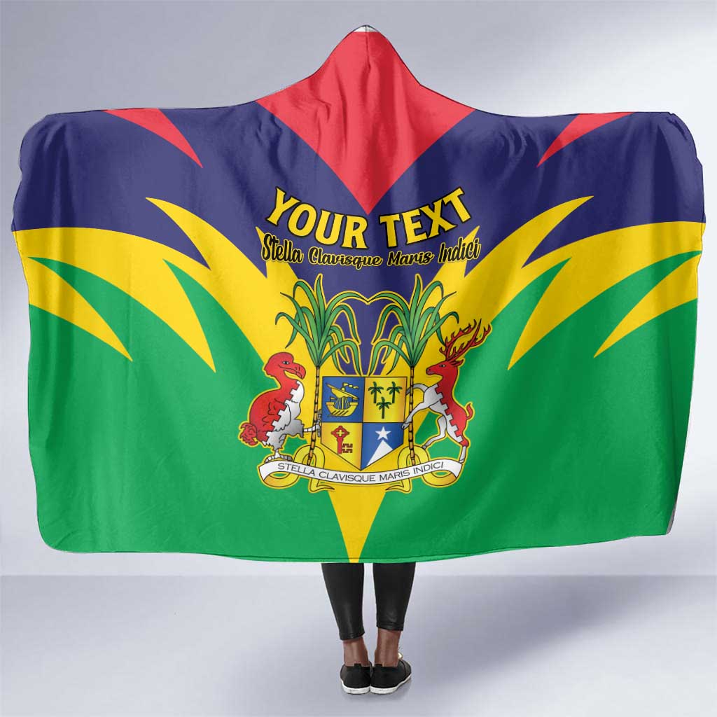 Personalised Republique de Maurice Hooded Blanket Coat Of Arms Flag Style