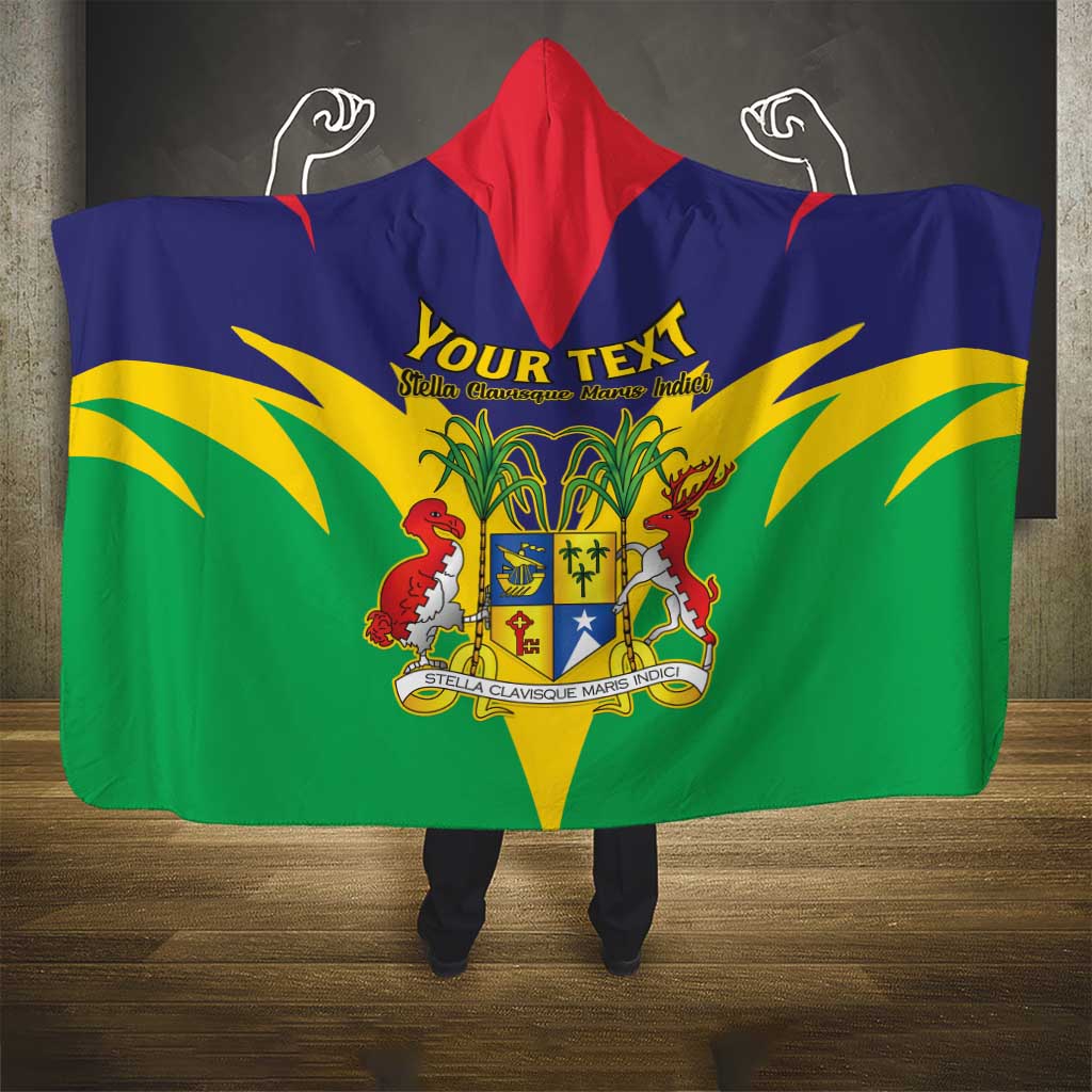 Personalised Republique de Maurice Hooded Blanket Coat Of Arms Flag Style