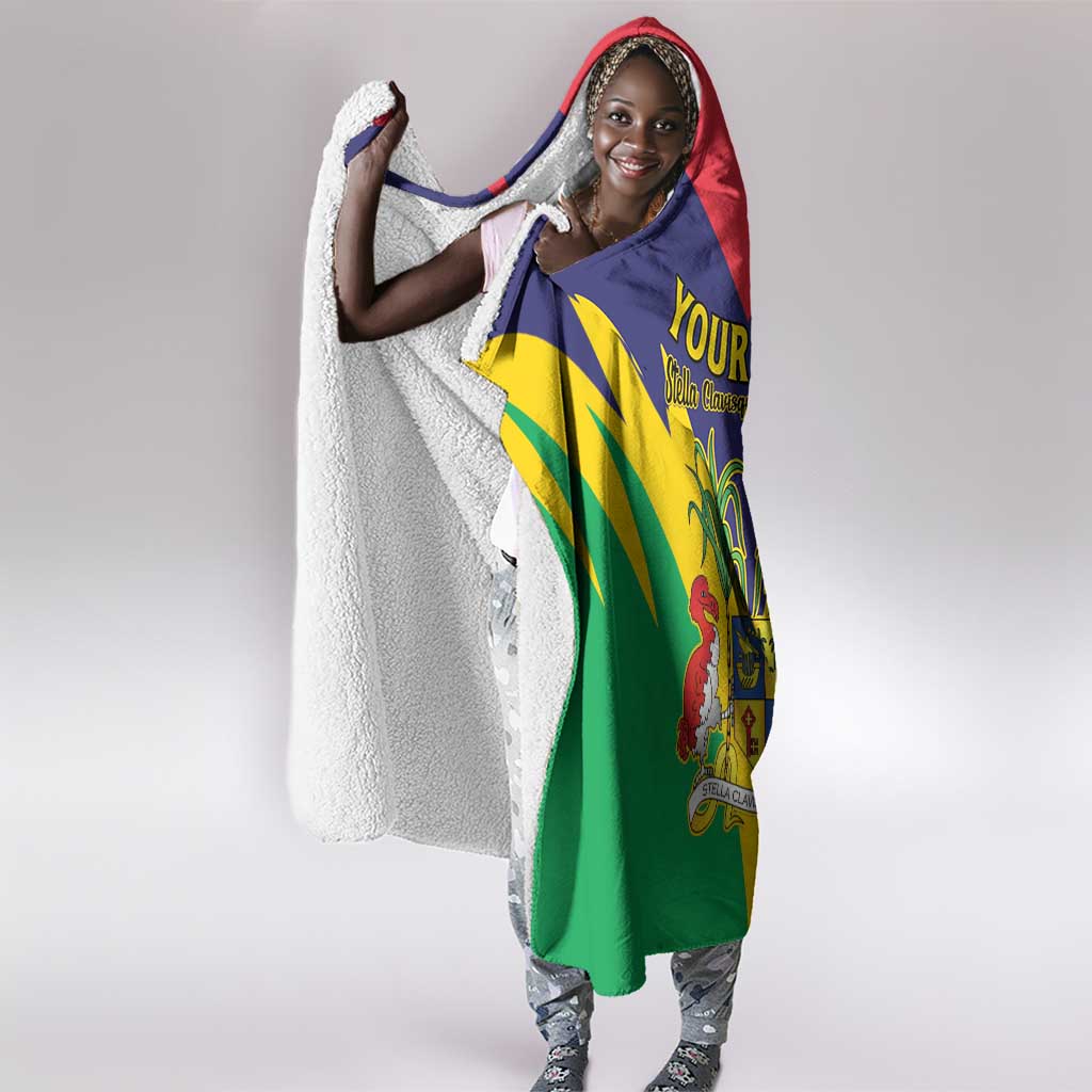 Personalised Republique de Maurice Hooded Blanket Coat Of Arms Flag Style