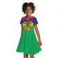 Personalised Republique de Maurice Kid Short Sleeve Dress Coat Of Arms Flag Style