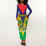 Personalised Republique de Maurice Long Sleeve Bodycon Dress Coat Of Arms Flag Style LT15