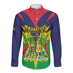 Personalised Republique de Maurice Long Sleeve Button Shirt Coat Of Arms Flag Style