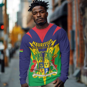 Personalised Republique de Maurice Long Sleeve Shirt Coat Of Arms Flag Style
