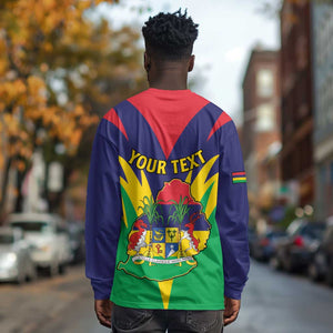 Personalised Republique de Maurice Long Sleeve Shirt Coat Of Arms Flag Style