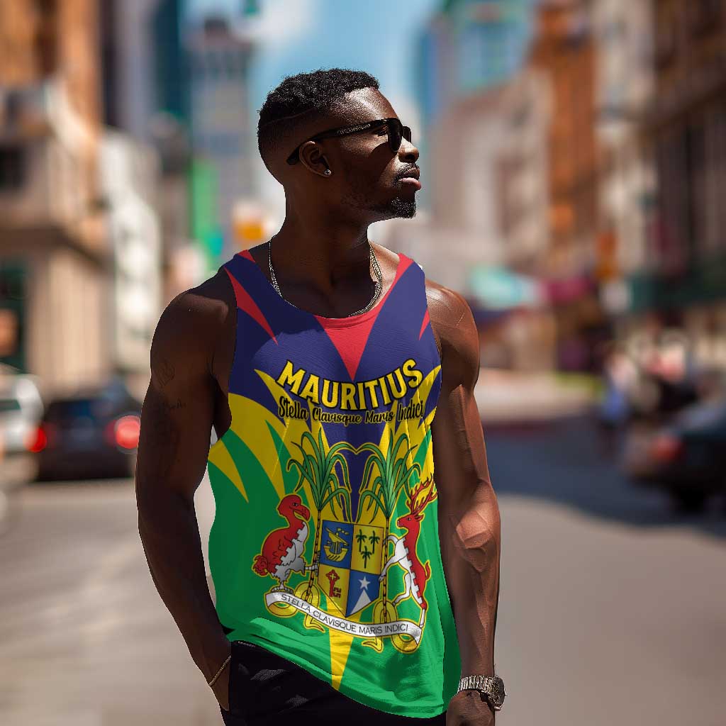 Personalised Republique de Maurice Men Tank Top Coat Of Arms Flag Style