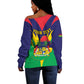 Personalised Republique de Maurice Off Shoulder Sweater Coat Of Arms Flag Style