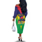 Personalised Republique de Maurice Off The Shoulder Long Sleeve Dress Coat Of Arms Flag Style