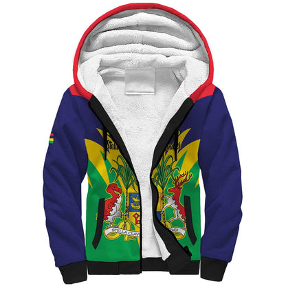 Personalised Republique de Maurice Sherpa Hoodie Coat Of Arms Flag Style