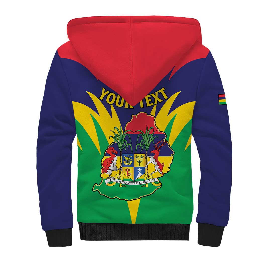 Personalised Republique de Maurice Sherpa Hoodie Coat Of Arms Flag Style