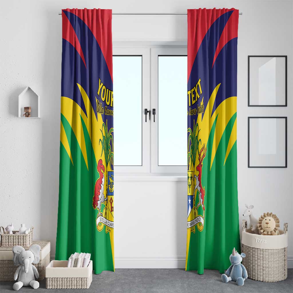 Personalised Republique de Maurice Window Curtain Coat Of Arms Flag Style