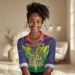 Personalised Republique de Maurice Women Casual Shirt Coat Of Arms Flag Style