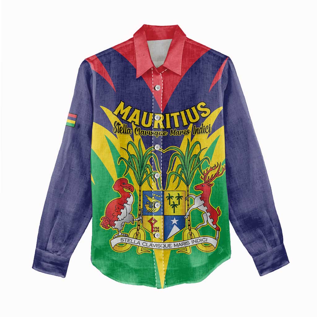 Personalised Republique de Maurice Women Casual Shirt Coat Of Arms Flag Style