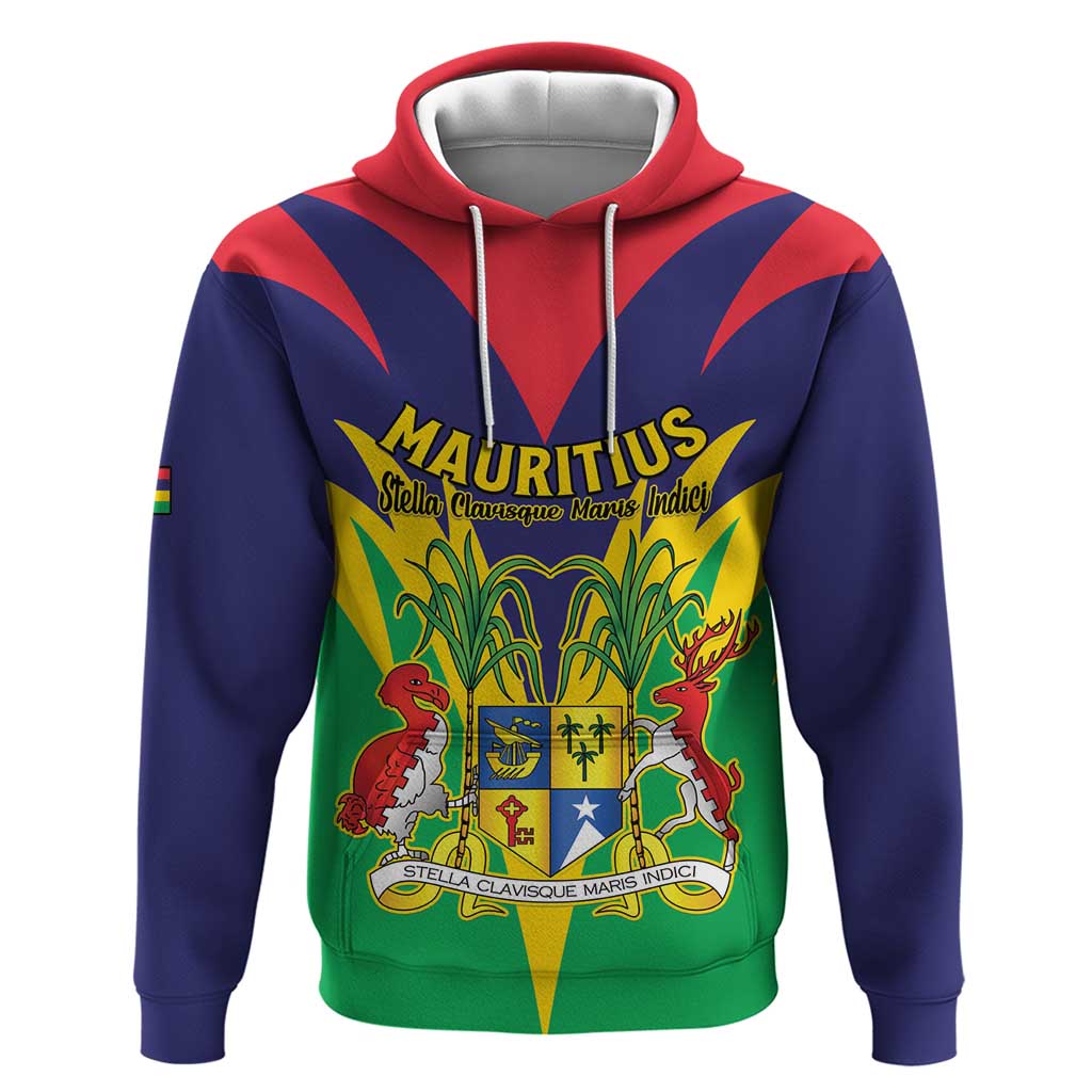 Personalised Republique de Maurice Zip Hoodie Coat Of Arms Flag Style
