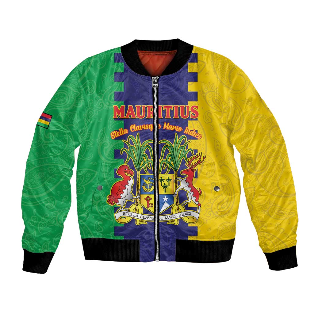 Personalised Republique de Maurice Bomber Jacket Stella Clavisque Maris Indici