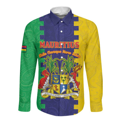 Personalised Republique de Maurice Long Sleeve Button Shirt Stella Clavisque Maris Indici
