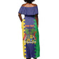 Personalised Republique de Maurice Off Shoulder Maxi Dress Stella Clavisque Maris Indici