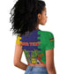 Personalised Republique de Maurice Raglan Cropped T shirt Stella Clavisque Maris Indici