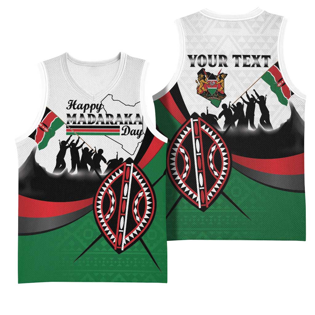 Personalised Kenya Basketball Jersey Madaraka Day - Maasai Shield LT15