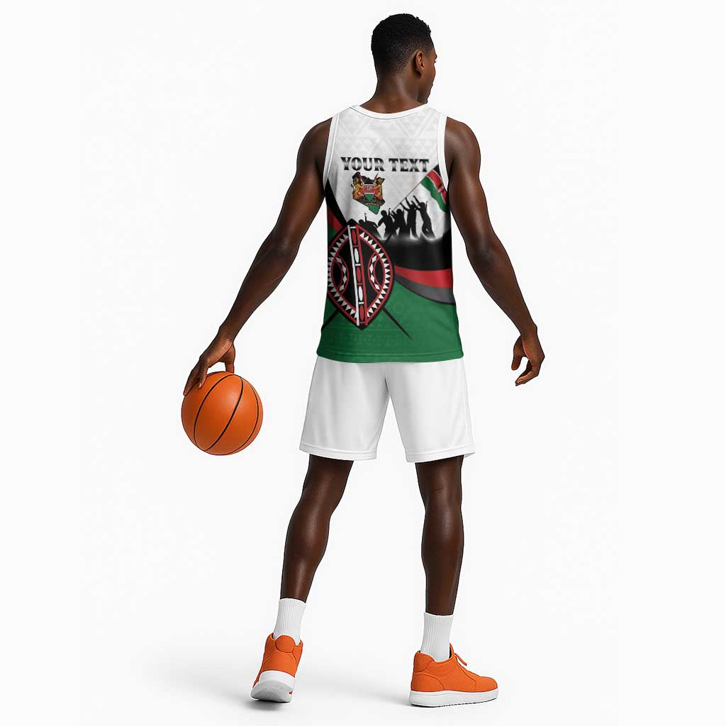 Personalised Kenya Basketball Jersey Madaraka Day - Maasai Shield LT15