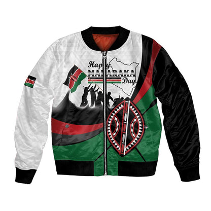 Personalised Kenya Bomber Jacket Madaraka Day - Maasai Shield