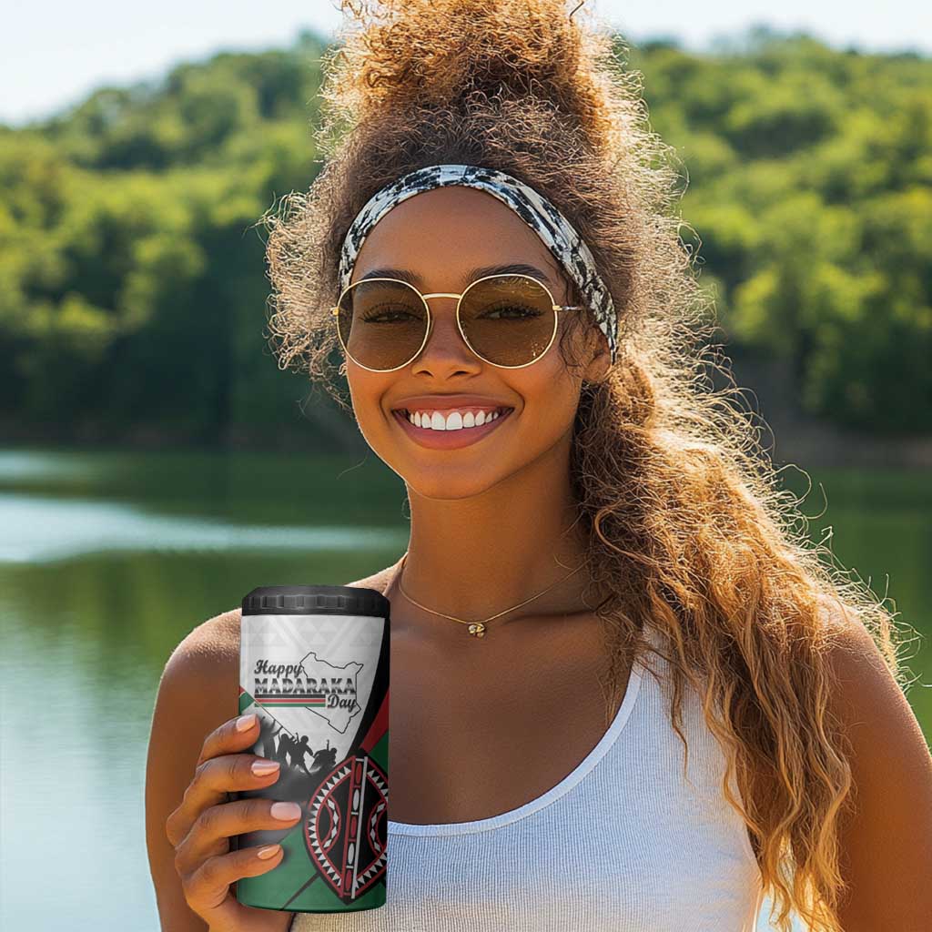 Personalised Kenya 4 in 1 Can Cooler Tumbler Madaraka Day - Maasai Shield