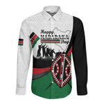 Personalised Kenya Long Sleeve Button Shirt Madaraka Day - Maasai Shield