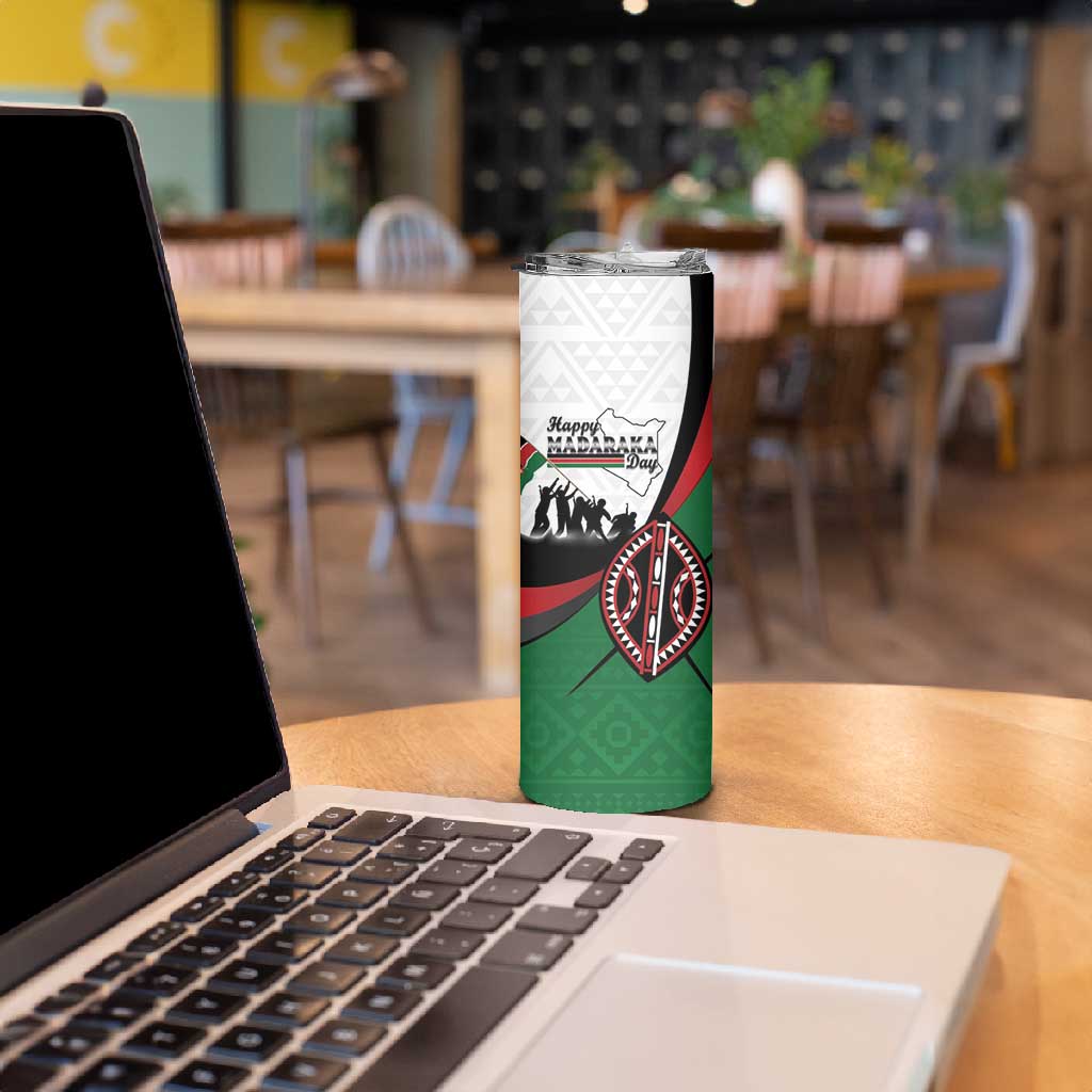 Personalised Kenya Skinny Tumbler Madaraka Day - Maasai Shield