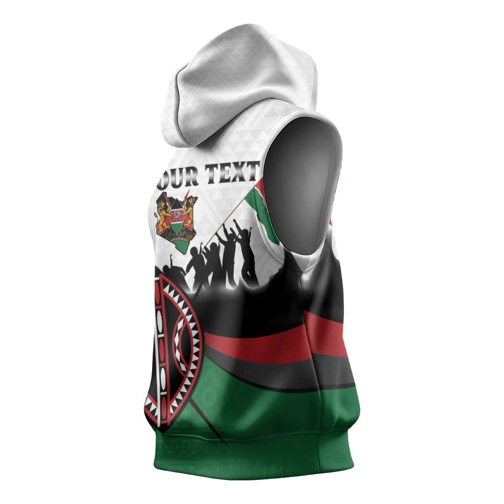 Personalised Kenya Sleeveless Hoodie Madaraka Day - Maasai Shield - African Pride