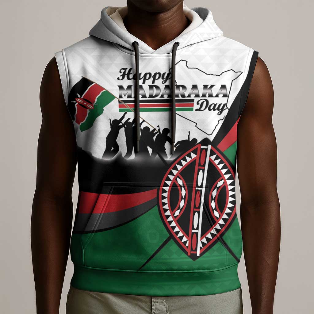 Personalised Kenya Sleeveless Hoodie Madaraka Day - Maasai Shield - African Pride