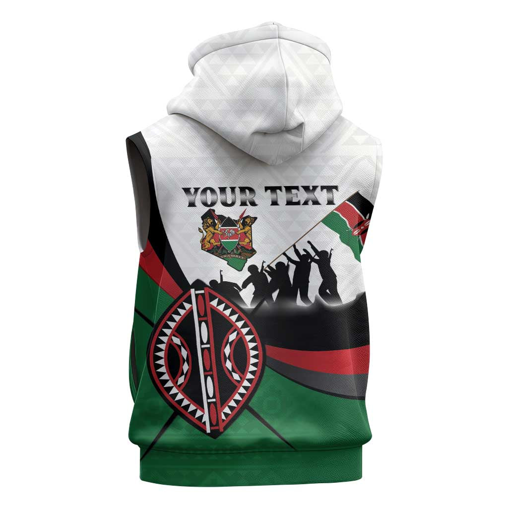 Personalised Kenya Sleeveless Zip Hoodie Madaraka Day - Maasai Shield - African Pride