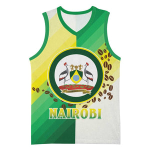 Personalised Nairobi Kenya Basketball Jersey Coat Of Arms With Coffee LT15