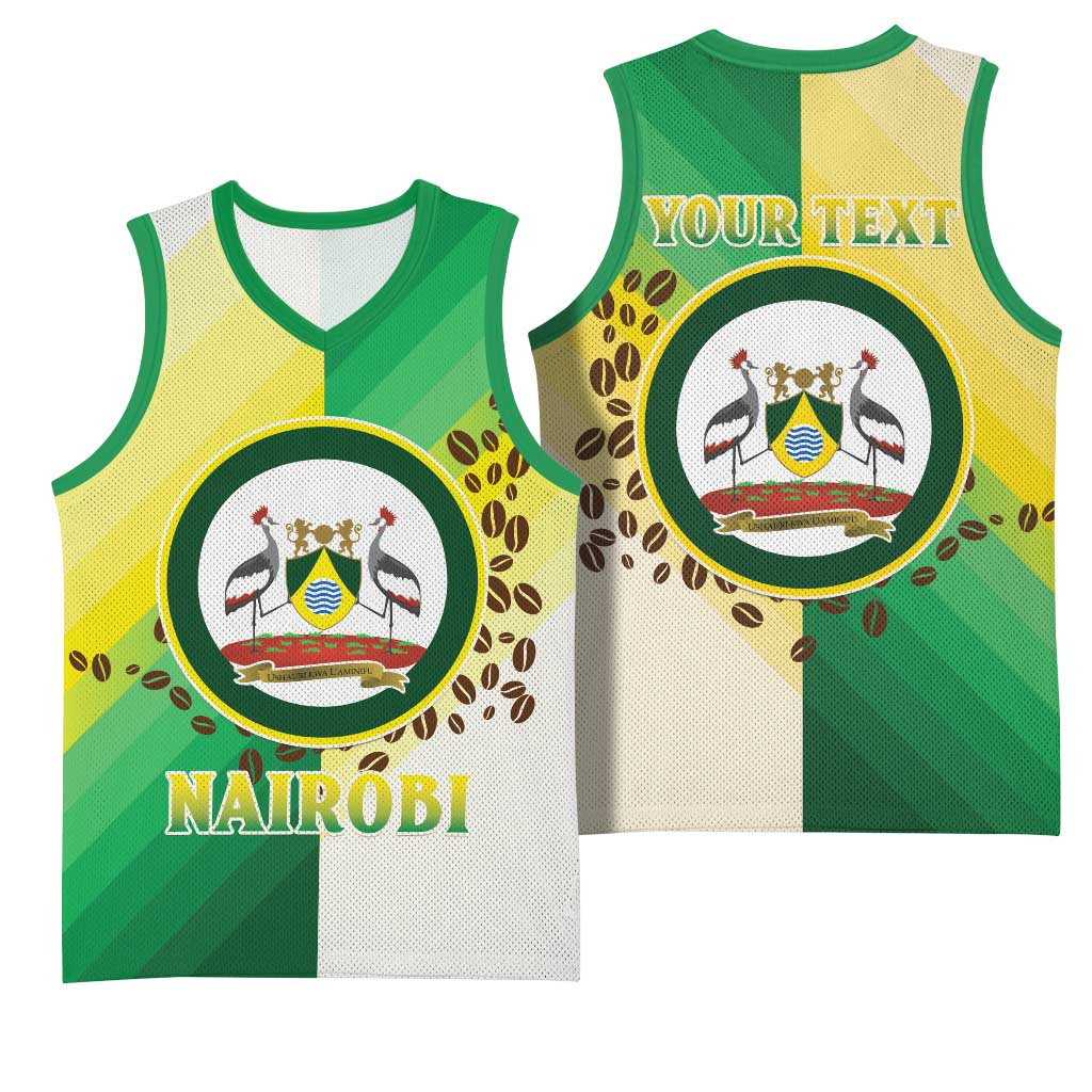 Personalised Nairobi Kenya Basketball Jersey Coat Of Arms With Coffee LT15